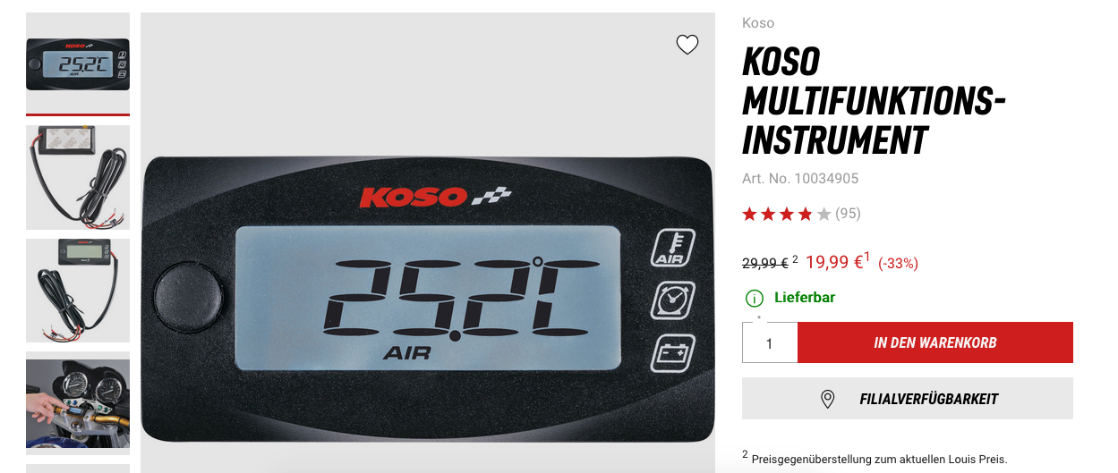 KOSO Thermometer für Öl- oder Wassertemperaturanzeige - günstig